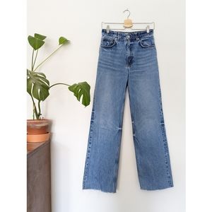 COPY - Zara High Rise Wide Leg Raw Hem Full Length Jeans